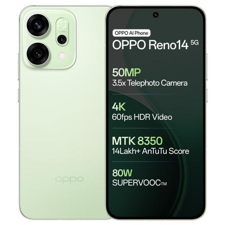 Oppo Reno 14 5G 256 GB, 8 GB RAM, Mint Green, Mobile Phone-0