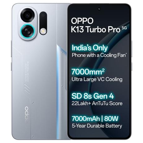 Oppo K13 Turbo Pro 256 GB, 12 GB RAM, Sliver Knight, Mobile Phone-0