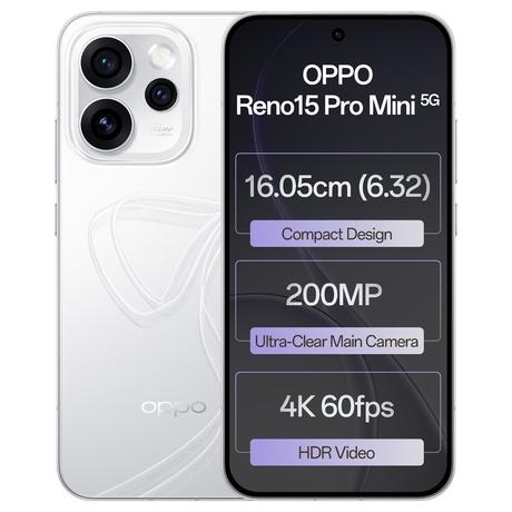 Oppo Reno15Pro Mini 5G 512 GB, 12 GB RAM, Glacier White, Mobile Phone-0