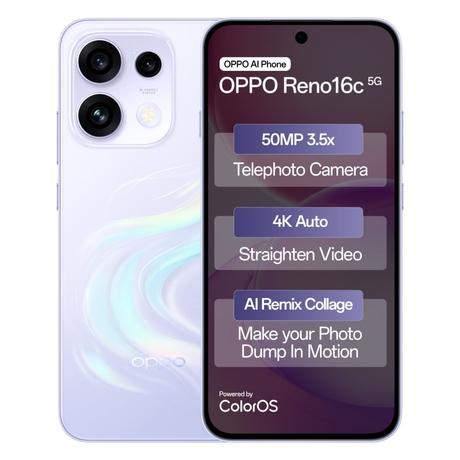 OPPO Reno16c 256 GB, 8 GB RAM, Stellar Purple, Mobile Phone-0