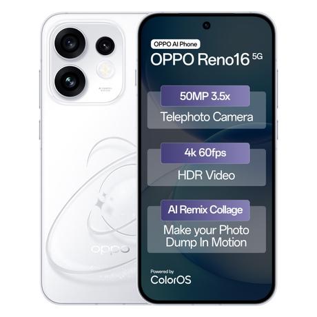 OPPO Reno16 256 GB, 8 GB RAM, Starry White, Mobile Phone-0