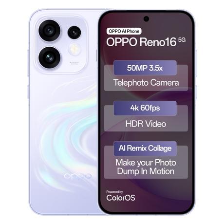 OPPO Reno16 256 GB, 8 GB RAM, Stellar Purple, Mobile Phone-0