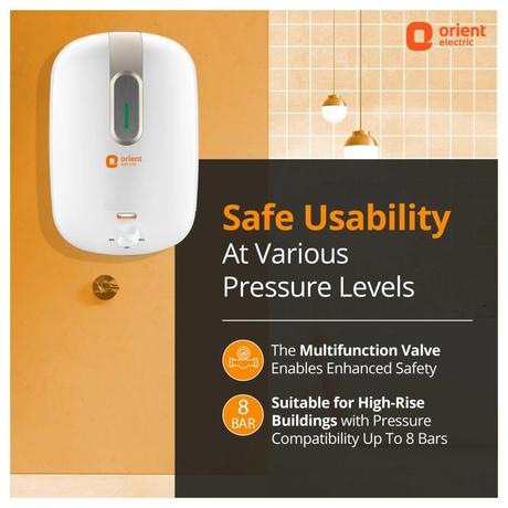 Orient 10 Litre New Glazio Storage Glassline Water Heater with Power Heating Indicator-3
