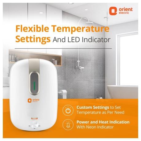 Orient New Glazio, 25 Litre, Storage Glassline Water Heater, Power Heating Indicator, 4 Star Rating, White-5