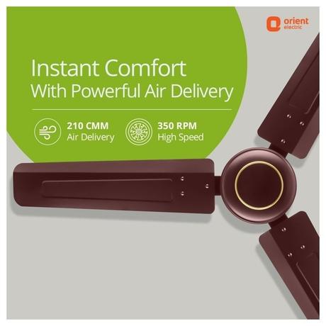 Orient Electric Ujala Energy Saver 1200 mm 3 Blade Ceiling Fan, Brown-2