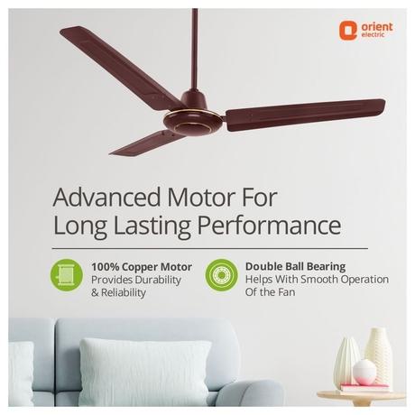 Orient Electric Ujala Energy Saver 1200 mm 3 Blade Ceiling Fan, Brown-3