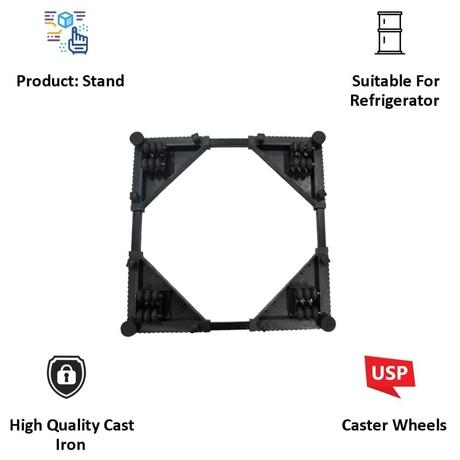CNS Multipurpose Adjustable Trolley for Washing Machine and Refrigerator, Black-2