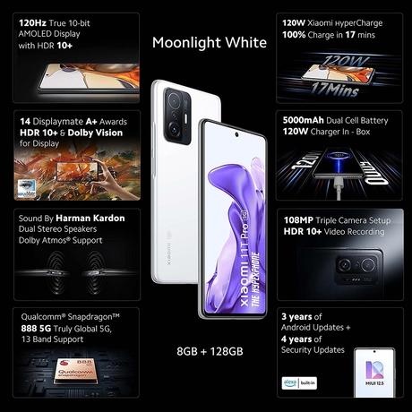 Buy Xiaomi 11T Pro 5G 128 GB, 8 GB, Moonlight White, Mobile Phone