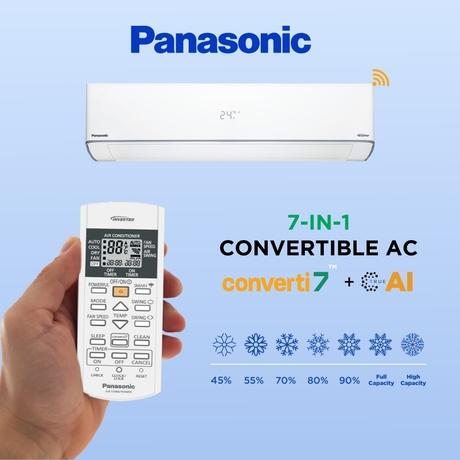 Panasonic 1.5 Ton 5 Star 7-in-1 Convertible Wi Fi Inverter Split AC EU18AKY5XFM (4 Way swing, MirAle, 100% Copper,PM 0.1 Filter for filtration, 2024 launch)-1