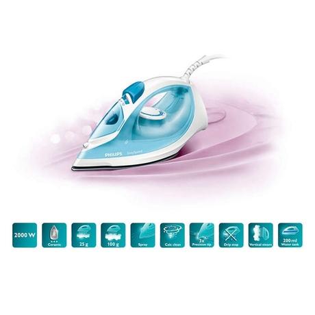 Philips EasySpeed GC1028 2000 W Steam Iron, 200 ml Tank, 25 g/min Steam, Ceramic Soleplate-11