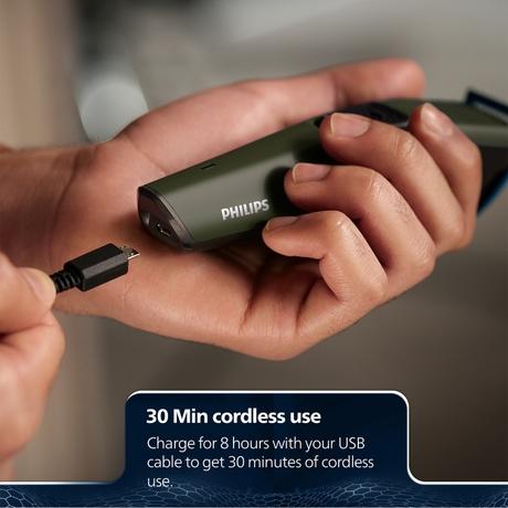 Philips Cordless Beard Trimmer with Dura Power Technology, 30 Min Runtime & 3 Length Settings (BT1230/18) Green-6