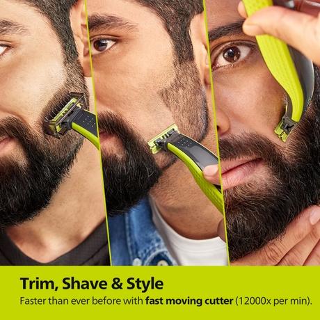 Philips One Blade Hybrid Fancy Trimmer and Razor Trim, Edge and Shave, BX QP2724/10-2