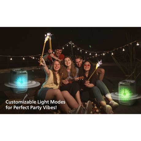 Philips TAX2208 Bluetooth Party Speaker with Free Wired Mic, 8 Speaker System, 30W Max Sound Output, Up to 7H Playtime, Dynamic Bass Boost, Party Light Modes, True Wireless Pairing, Portable (Black)-10