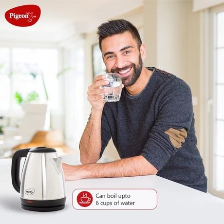 Pigeon IVY 1.5L 1500W Stainless Steel Electric Kettle, 360 Degree Swivel Base, Cordless, Silver-3