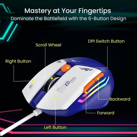 Portronics Vader Wired Gaming Mouse, Blue-5