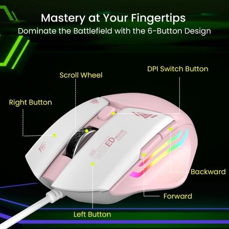 Portronics Vader Wired Gaming Mouse, Pink-2