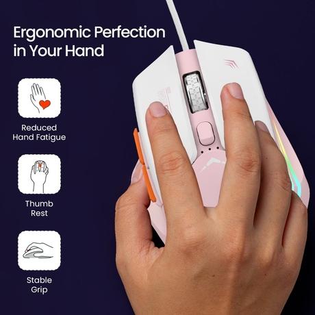 Portronics Vader Wired Gaming Mouse, Pink-3