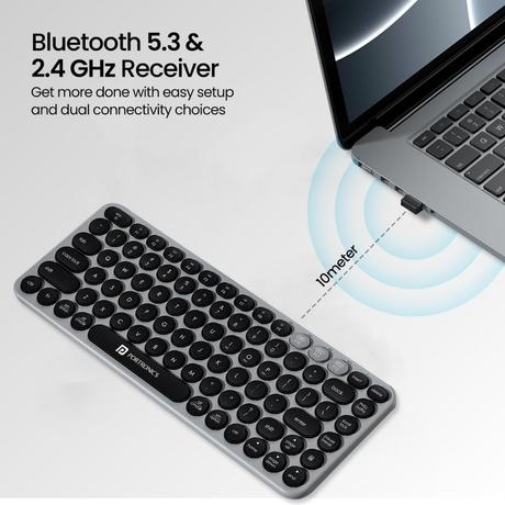 Portronics Bubble 2.0 Bluetooth Wireless Keyboard, Grey-1