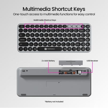 Portronics Bubble 2.0 Bluetooth Wireless Keyboard, Grey-5