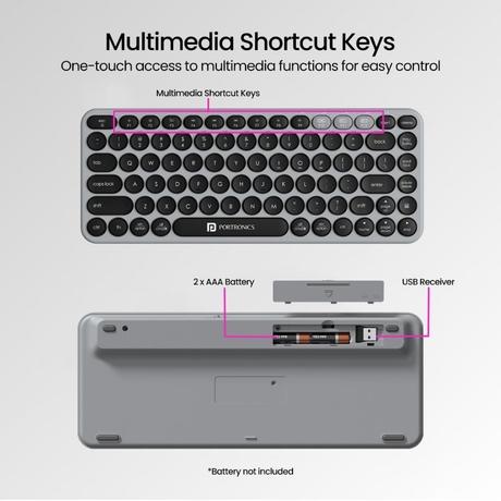 Portronics Bubble 2.0 Bluetooth Wireless Keyboard, Grey-5