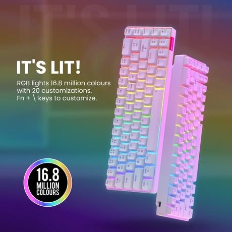 Portronics Hydra 10 Wireless Gaming Keyboard, White and Red-2