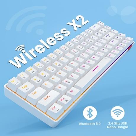 Portronics Hydra 10 Wireless Gaming Keyboard, White and Brown-1