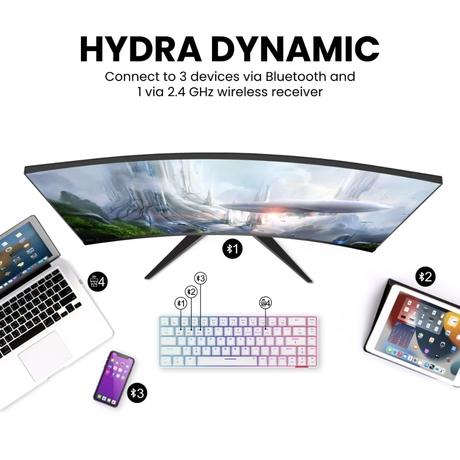 Portronics Hydra 10 Wireless Gaming Keyboard, White and Brown-3
