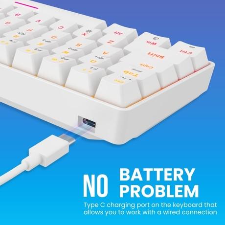 Portronics Hydra 10 Wireless Gaming Keyboard, White and Brown-7