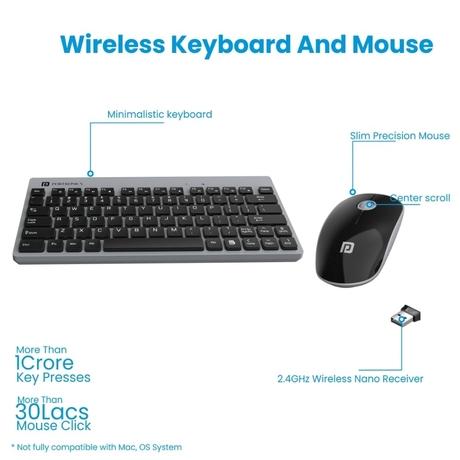 Portronics Key2 Wireless Keyboard & Mouse Combo, Grey-1