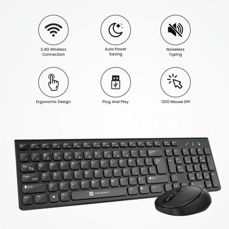 Portronics Key7 Wireless Keyboard & Mouse Combo, Black-8