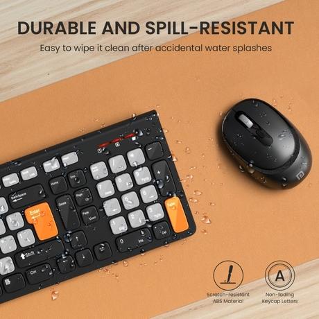 Portronics Key7 Wireless Keyboard & Mouse Combo, Grey and Orange-6