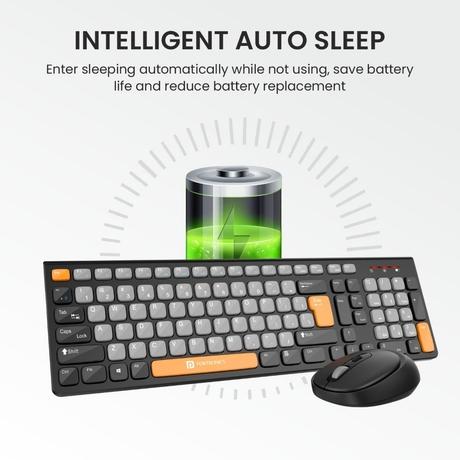 Portronics Key7 Wireless Keyboard & Mouse Combo, Grey and Orange-7