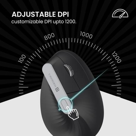 Portronics Toad Ergo Vertical Wireless Mouse, Black-1