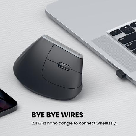 Portronics Toad Ergo Vertical Wireless Mouse, Black-2