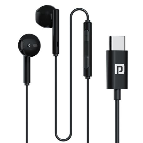 Portronics Conch Theta C in Ear Type C Wired Earphones with in Line HD Mic, Powerful Audio, 14.2 mm Driver, Unique Earbuds Design, TPE Anti Tangle Wire, in line Controls, Wide Compatibility (Black)-0