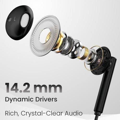 Portronics Conch Theta C in Ear Type C Wired Earphones with in Line HD Mic, Powerful Audio, 14.2 mm Driver, Unique Earbuds Design, TPE Anti Tangle Wire, in line Controls, Wide Compatibility (Black)-3