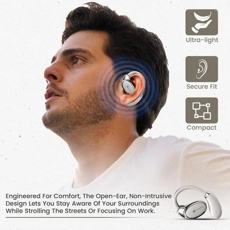 Portronics Harmonics Twins 31 Over Ear OWS Smart Wireless Earbuds with HD Mic, Secure & Flexible Earhook, Touch Control, 24 Hours Playtime, Music/Gaming Mode, BT 5.4V, Light Weight (Beige) - POR 2751-4