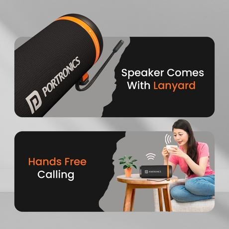 Portronics 15 W Breeze 7 Wireless Bluetooth Speaker with Rotational Volume Control, Upto 6 Hours Playtime, Bluetooth v5.4, Passive Bass Radiator, TWS Mode, RGB LED Lights, Type C Charging (Black)-3