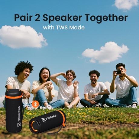 Portronics 15 W Breeze 7 Wireless Bluetooth Speaker with Rotational Volume Control, Upto 6 Hours Playtime, Bluetooth v5.4, Passive Bass Radiator, TWS Mode, RGB LED Lights, Type C Charging (Black)-7