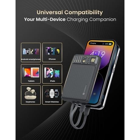 Portronics Luxcell Bind Mini 10000 mAh Power Bank, Black-4
