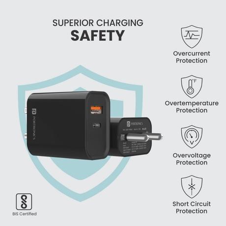 Portronics Adapto 45 Wall Charger, Black-1