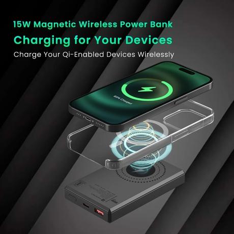 Portronics Luxcell Magclick 10000 mAH Power Bank, Dark Grey, POR-2257-1