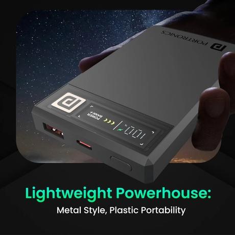 Portronics Luxcell Magclick 10000 mAH Power Bank, Dark Grey, POR-2257-8