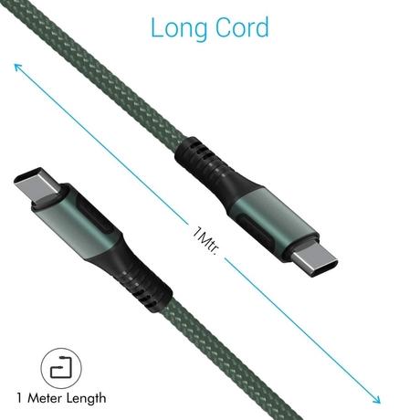 Portronics Konnect Square C Type C to Type C Charging Cable, Green-1