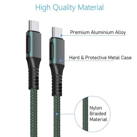 Portronics Konnect Square C Type C to Type C Charging Cable, Green-2