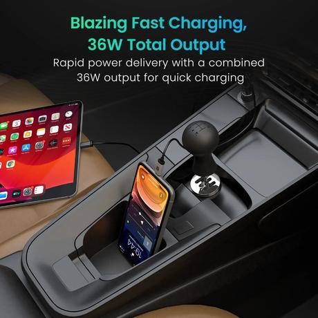 Portronics 36 W Car Charger, Black-1