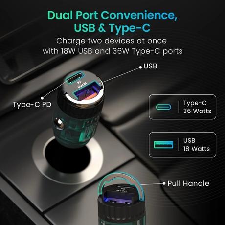 Portronics 36 W Car Charger, Black-2