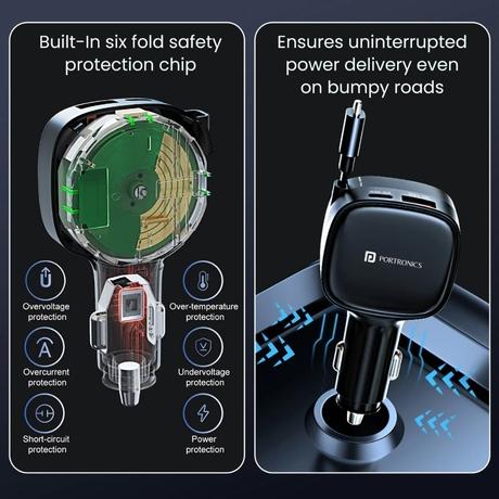 Portronics Car Power Retracto Charger-2