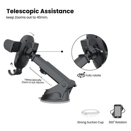 Portronics Clamp M2 Car Mobile Holder, Black-3