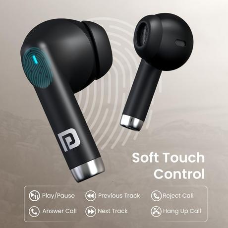 Portronics Twins S18 Pro In Ear TWS Earbuds with 30 Hours Playtime, in Built HD Mic, Game/Music Mode, 13 mm Dynamic Driver, Low Latency, Touch Control, Type C Fast Charging, Light Weight, Comfy Fit (Black) - POR 2841-1